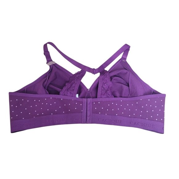 Cacique 46C Cotton Unlined Full Coverage No-Wire Bra Lace Trim Lane Bryant NEW - Picture 5 of 15